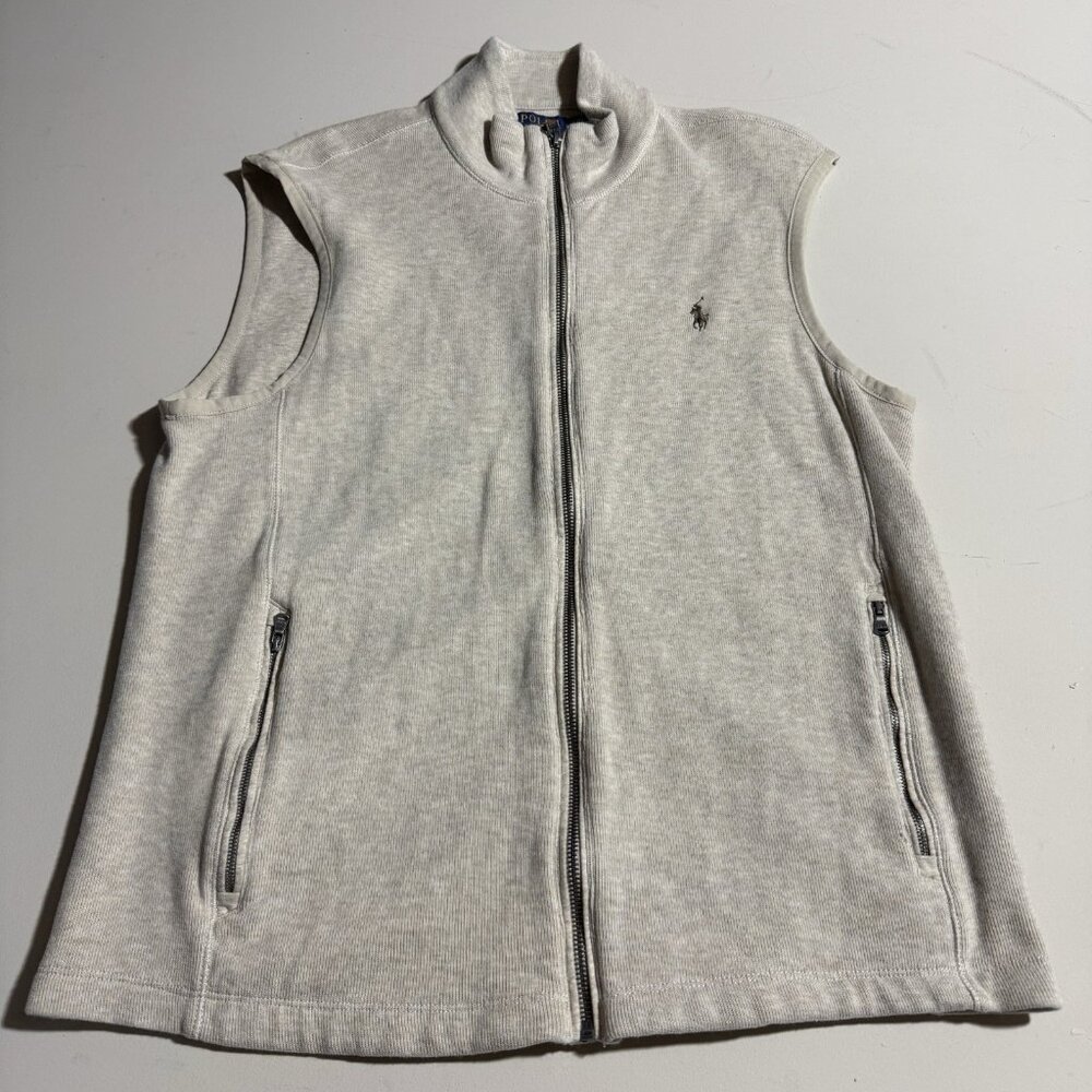 Polo Ralph Lauren Vest Men’s Large Beige Full Zip Spring Jacket